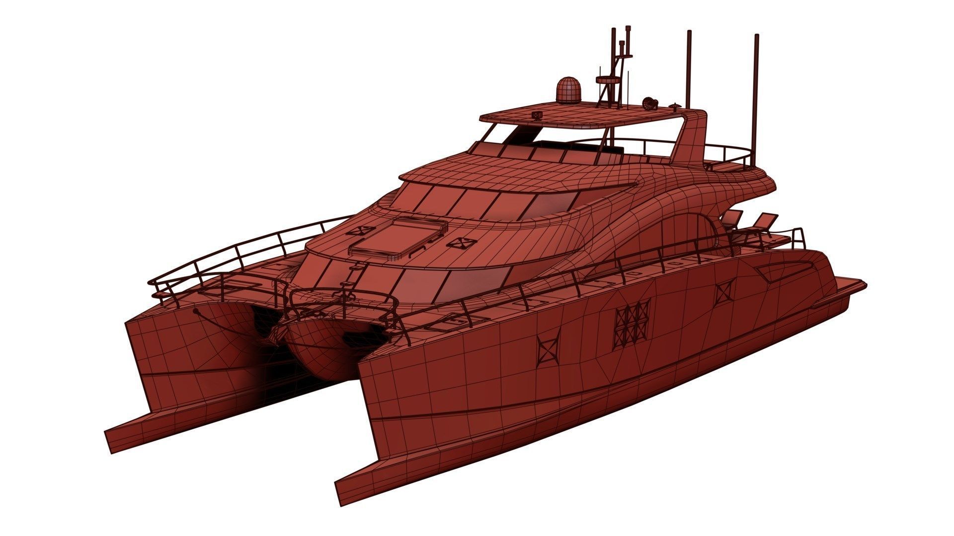 Large luxurious catamaran 3D model_4