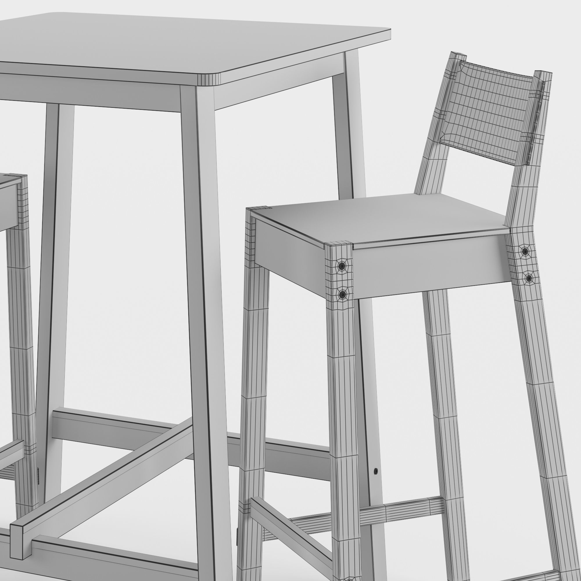 Bar table and chair Norraker 3D model_3