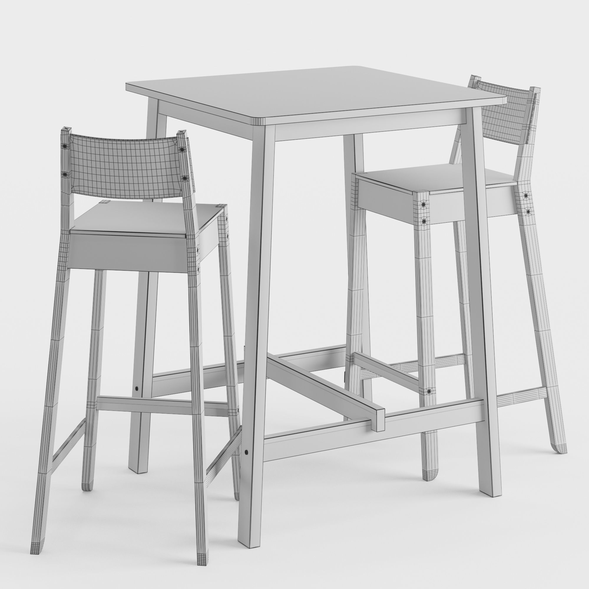 Bar table and chair Norraker 3D model_7