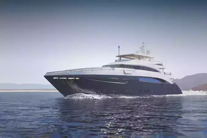 Large luxurious yacht 3D model