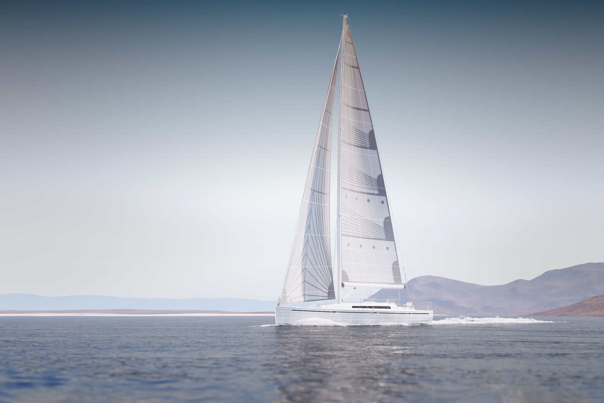 Mid size sailing yacht 3D model_1