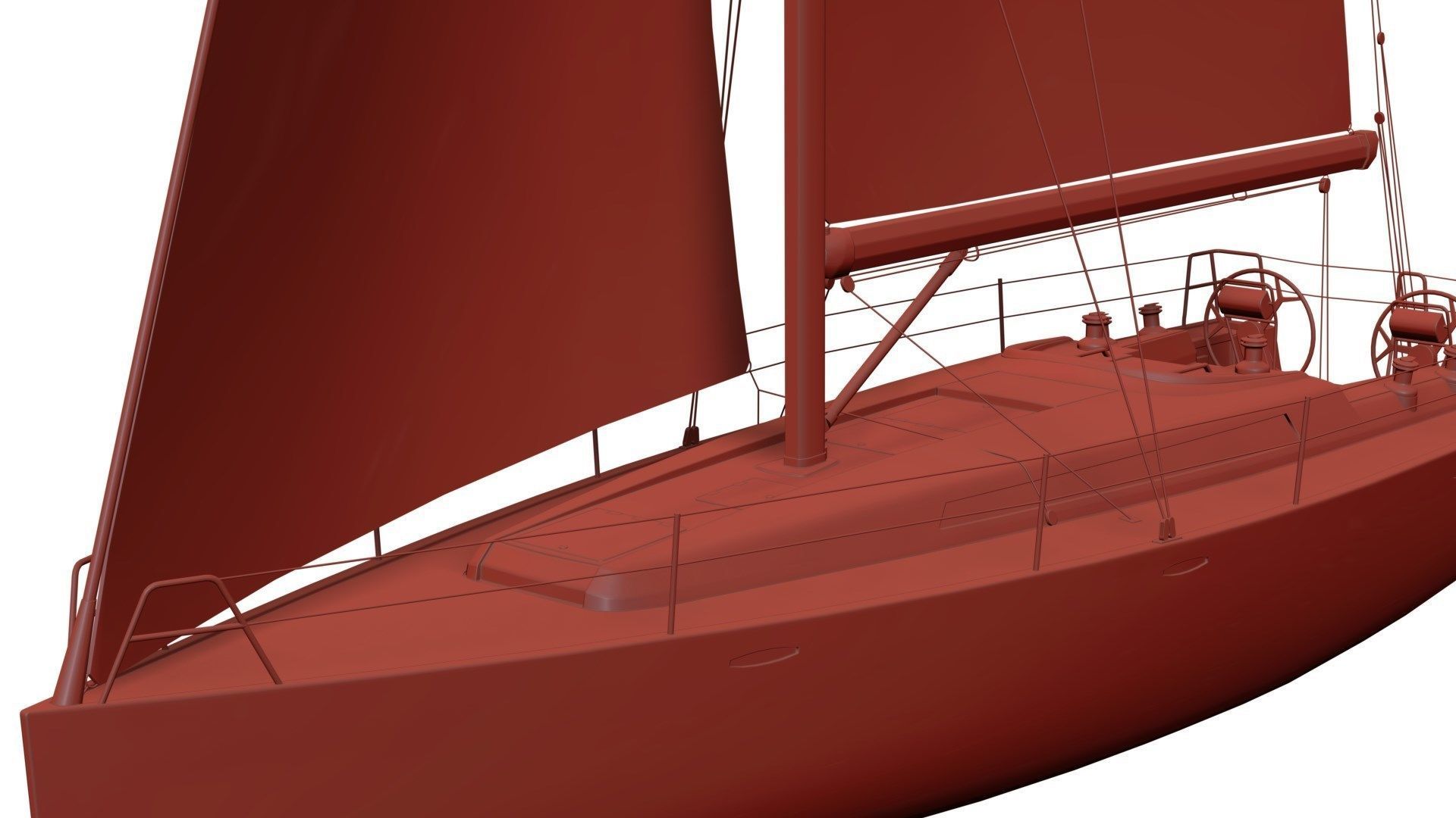 Mid size sailing yacht 3D model_8