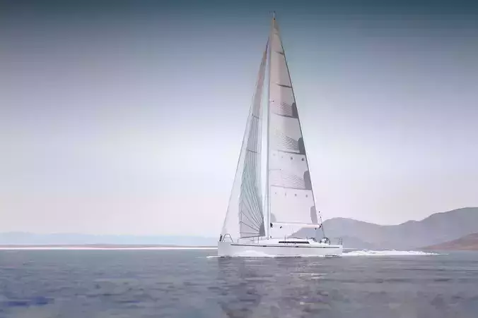 Mid size sailing yacht 3D model