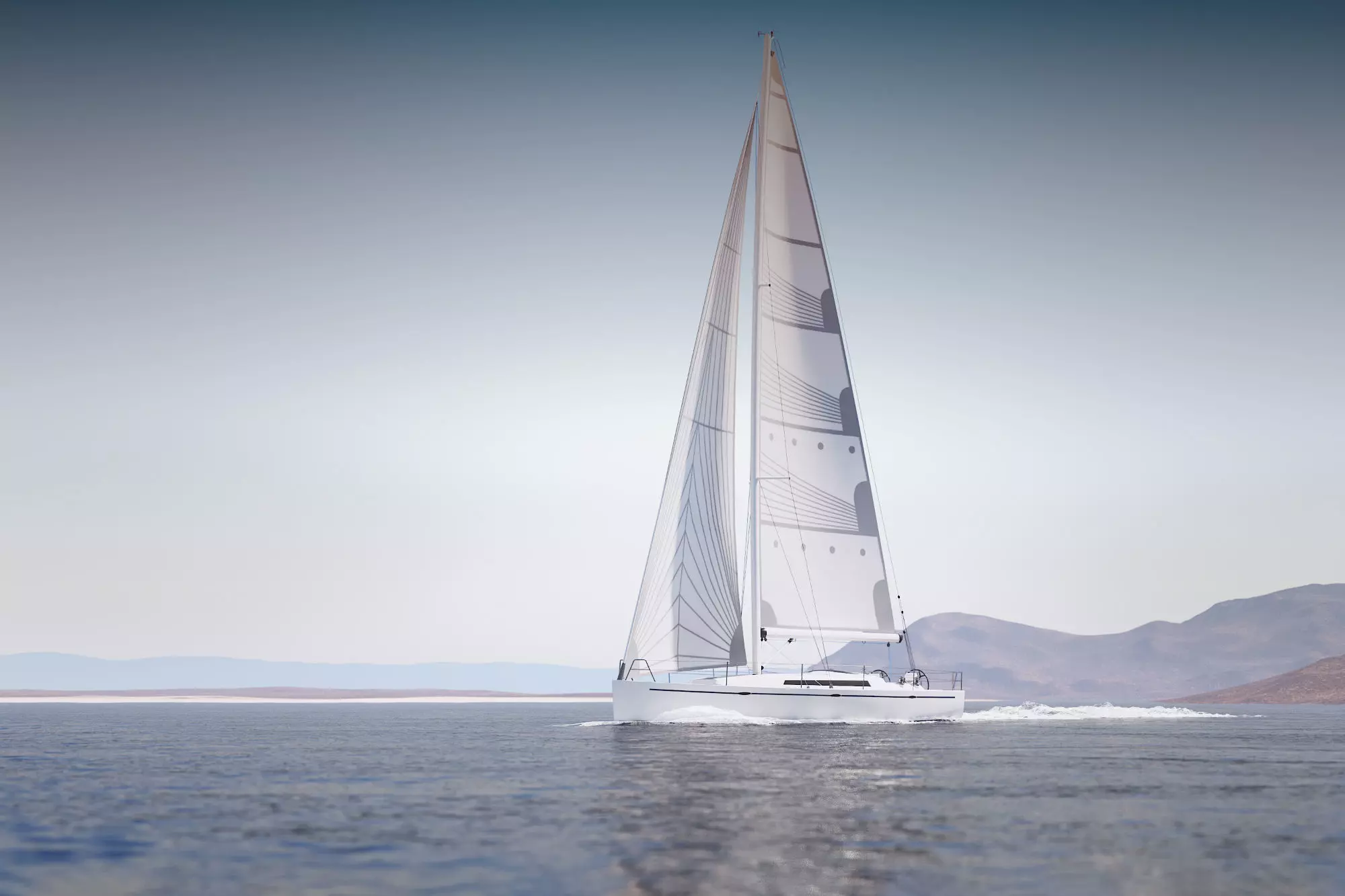 Mid size sailing yacht 3D model_0