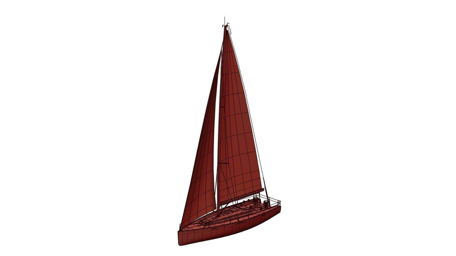 Mid size sailing yacht 3D model_4