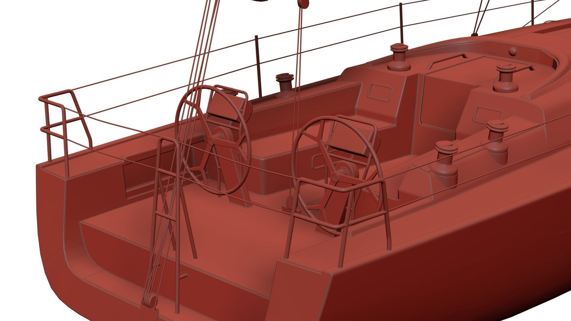 Mid size sailing yacht 3D model_7