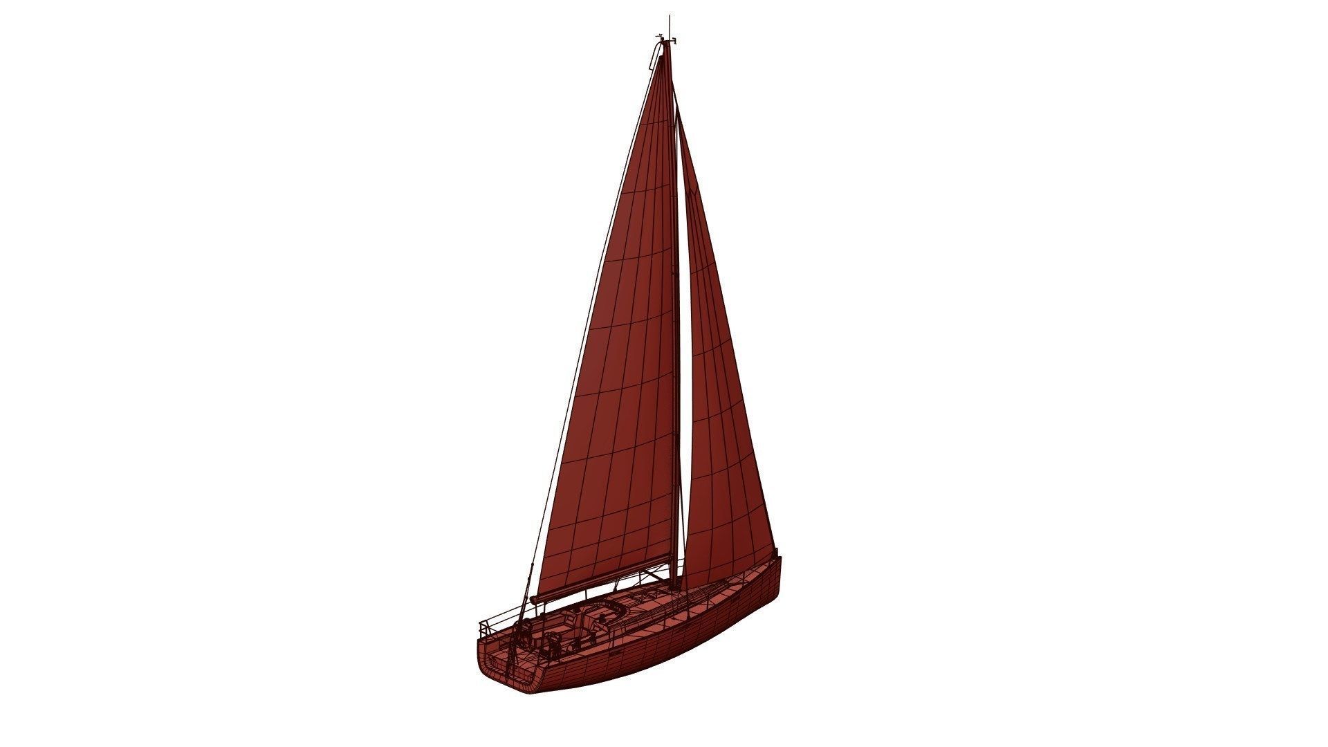 Mid size sailing yacht 3D model_5