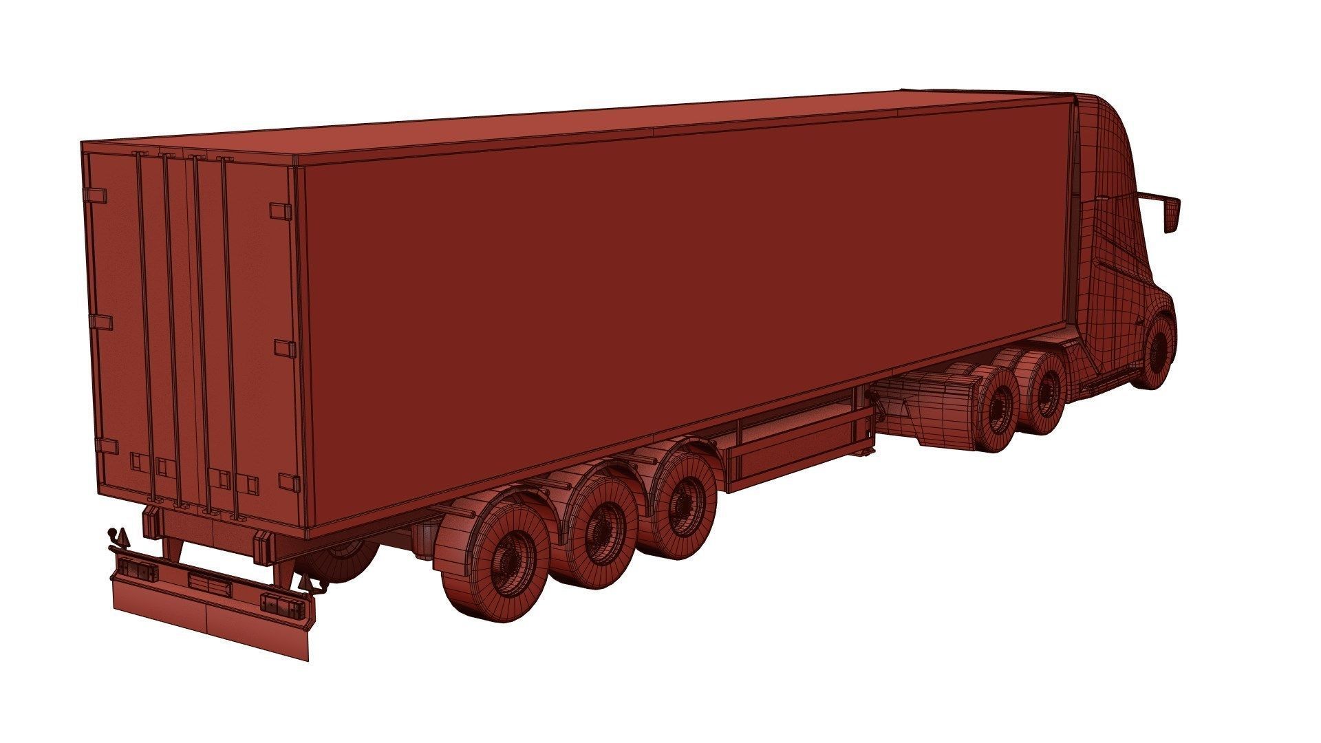 Electric semi-truck unbranded 3D model_5
