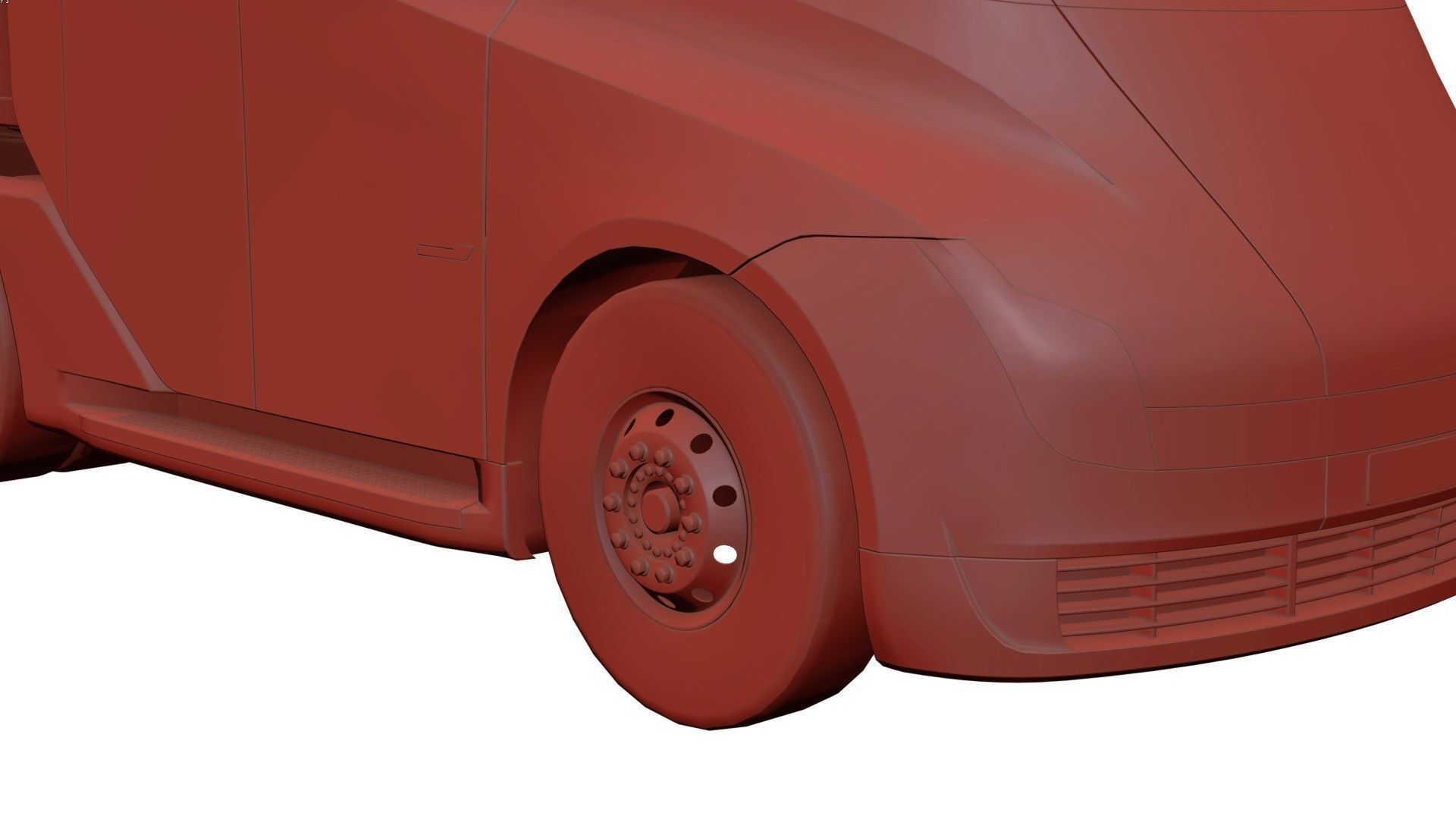 Electric semi-truck unbranded 3D model_8