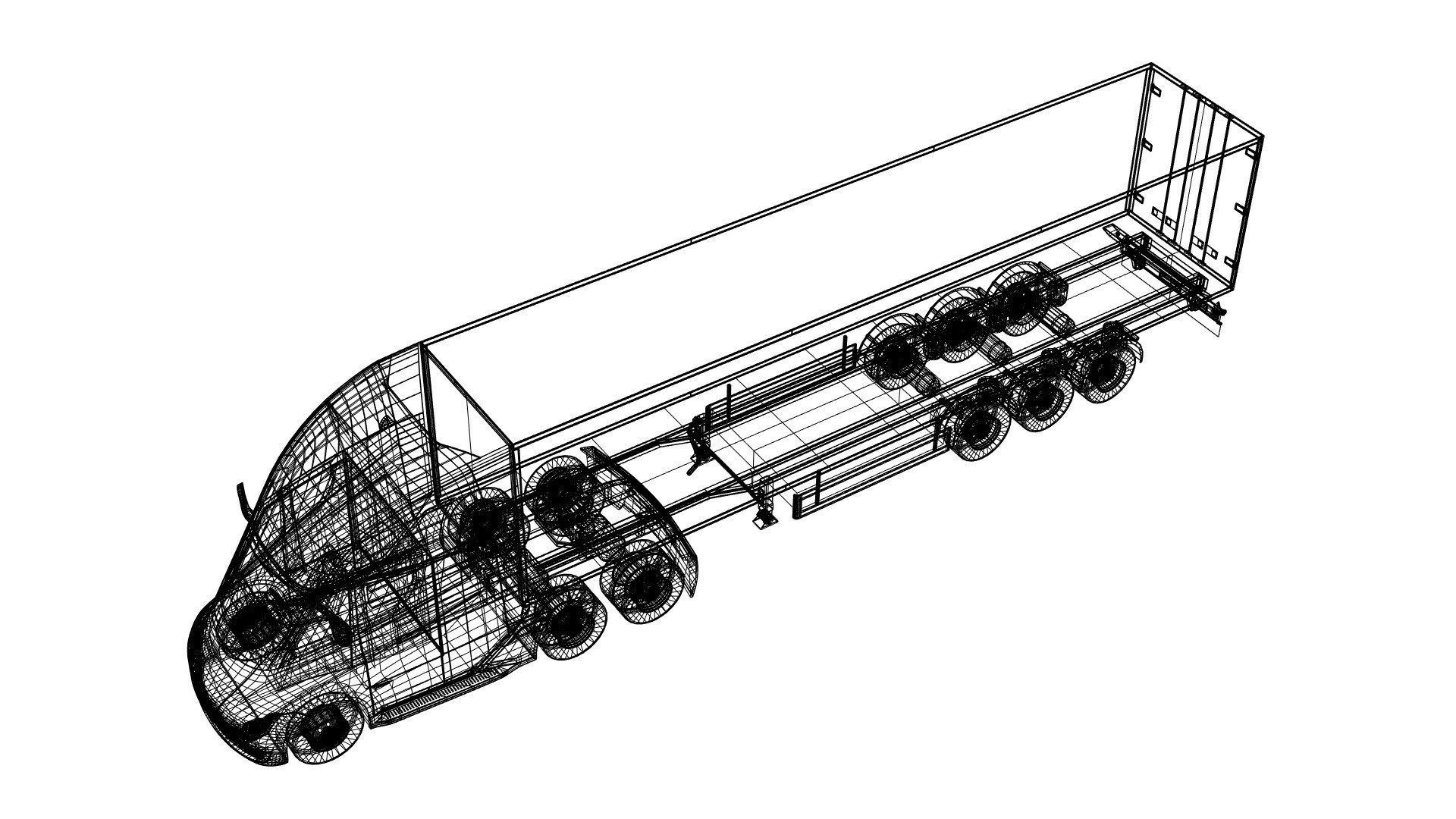 Electric semi-truck unbranded 3D model_6