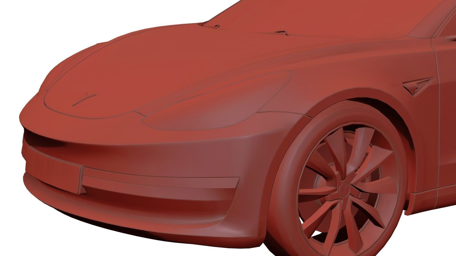 Small electric sedan unbranded 3D model_10