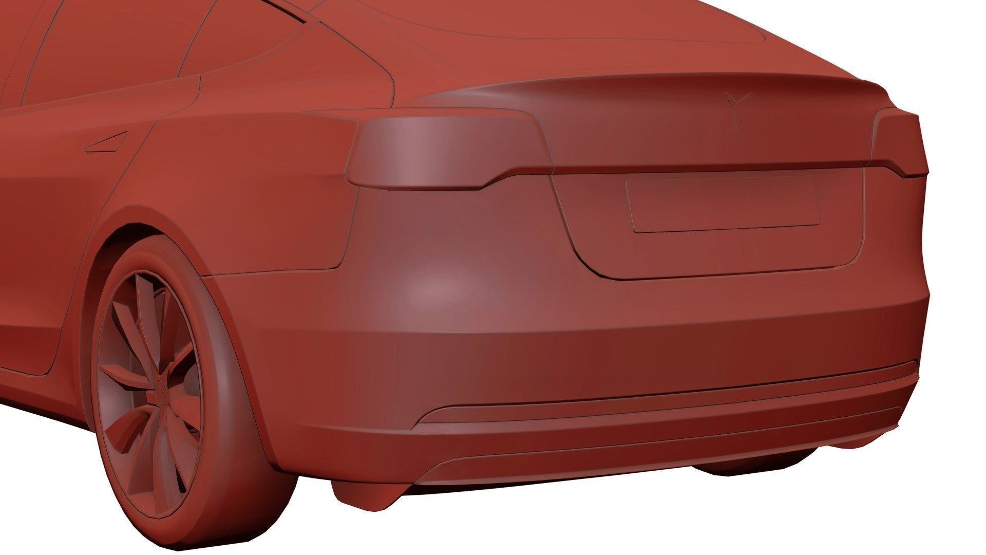 Small electric sedan unbranded 3D model_9