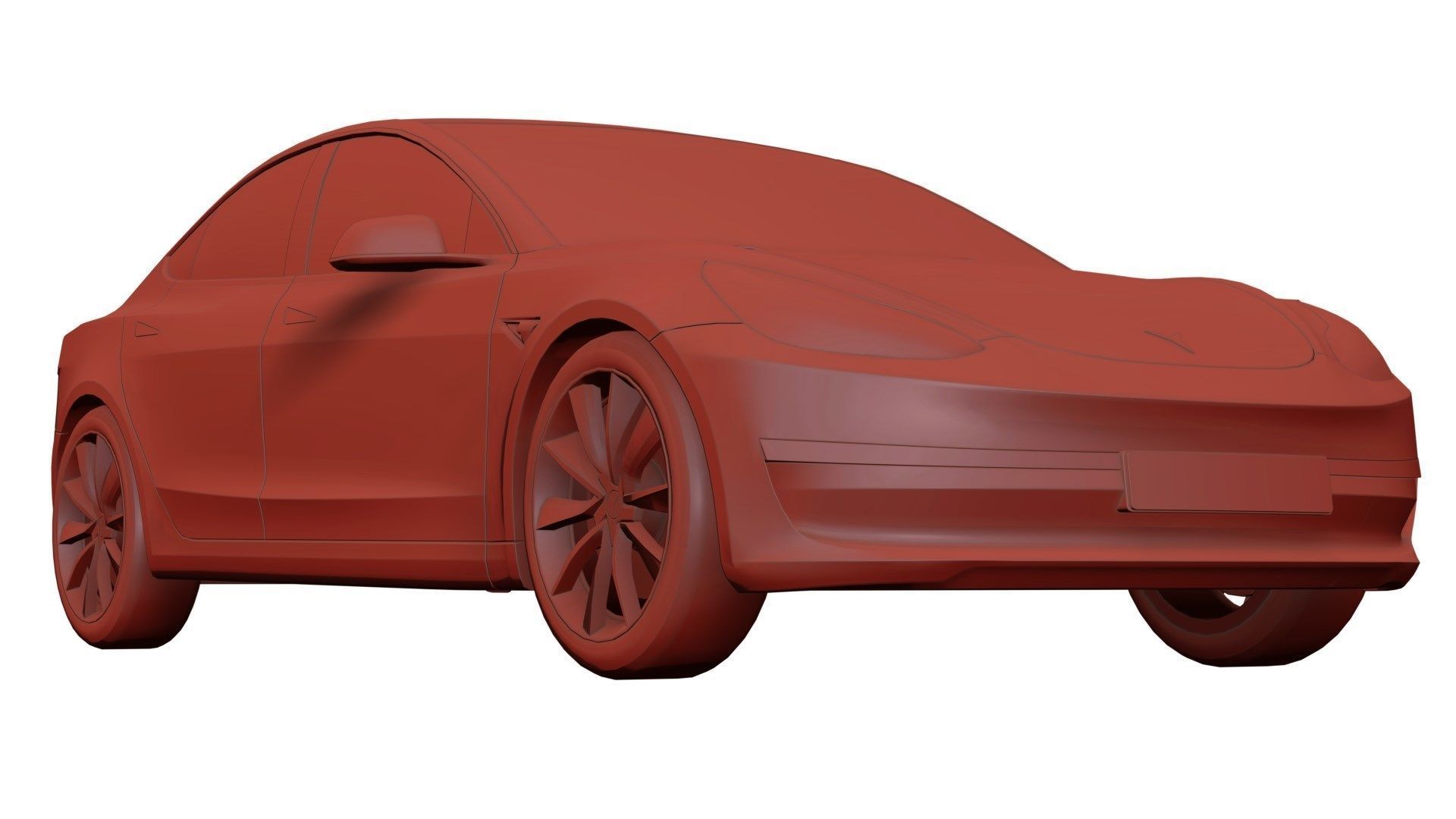 Small electric sedan unbranded 3D model_7