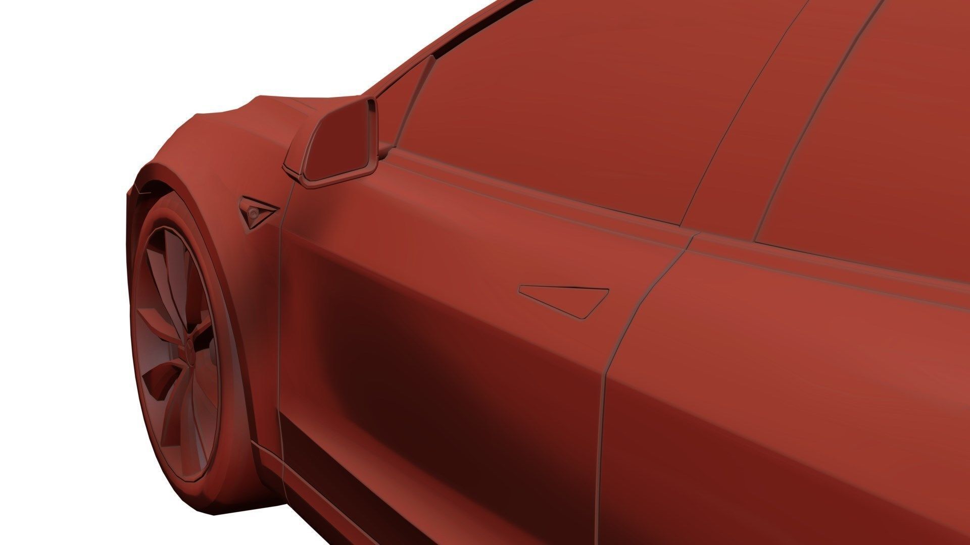 Small electric sedan unbranded 3D model_8