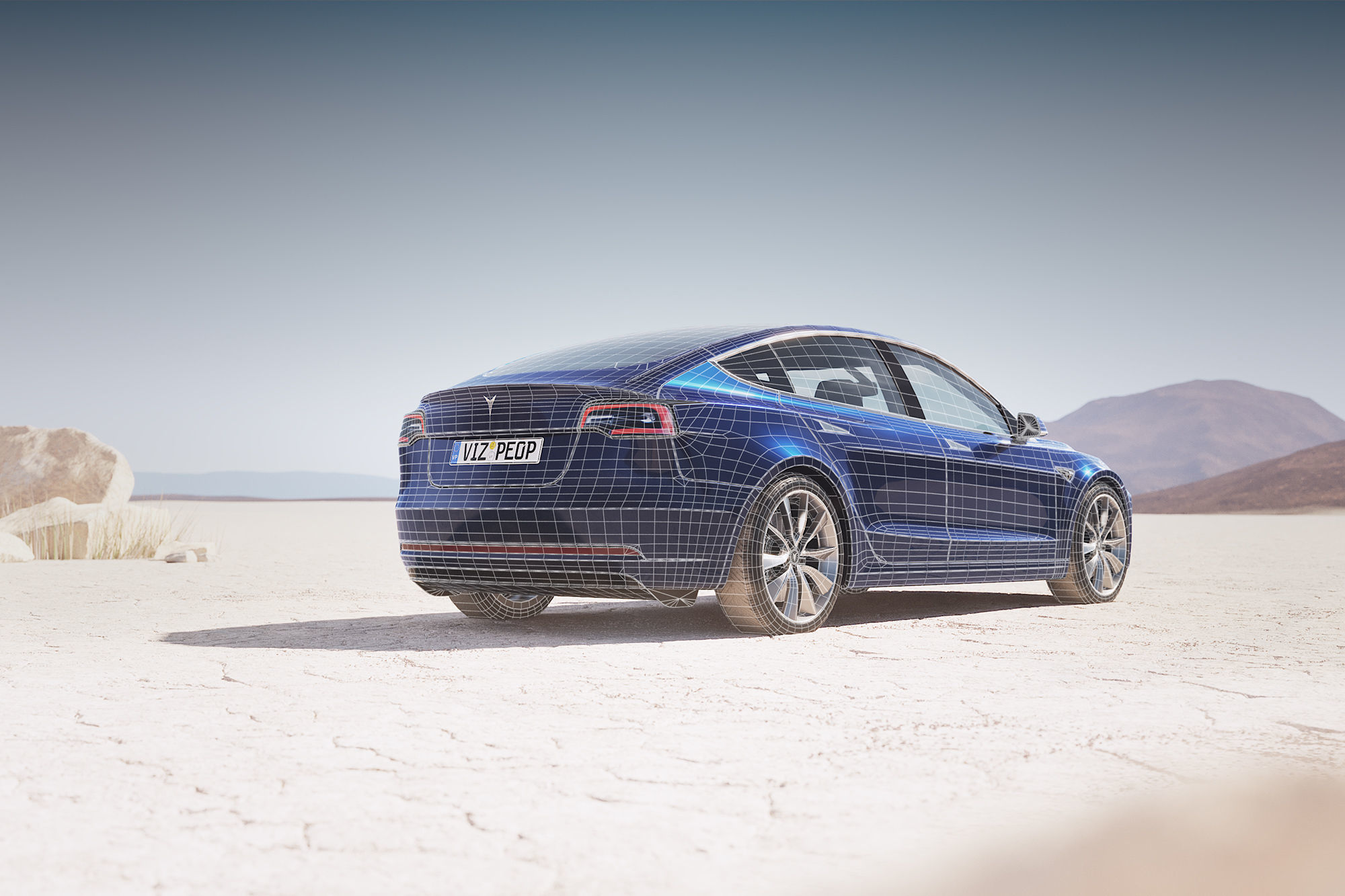 Small electric sedan unbranded 3D model_3