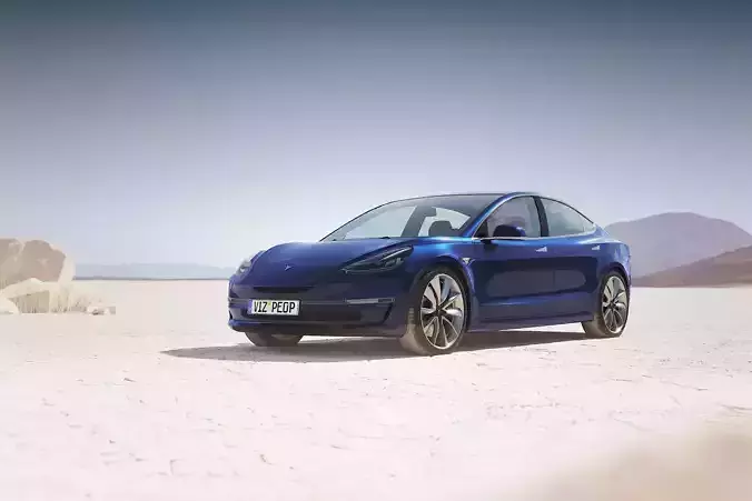Small electric sedan unbranded 3D model
