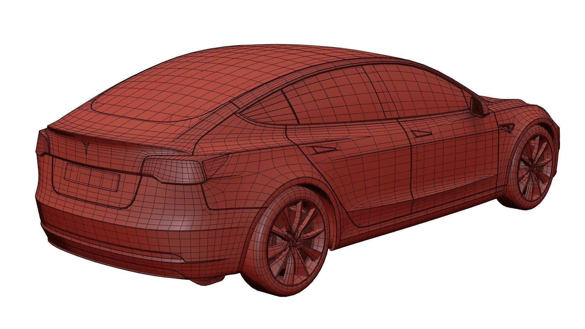 Small electric sedan unbranded 3D model_5