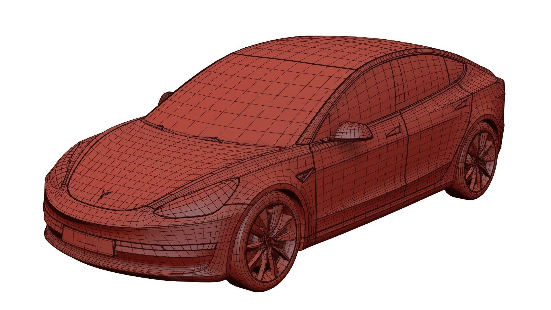 Small electric sedan unbranded 3D model_4
