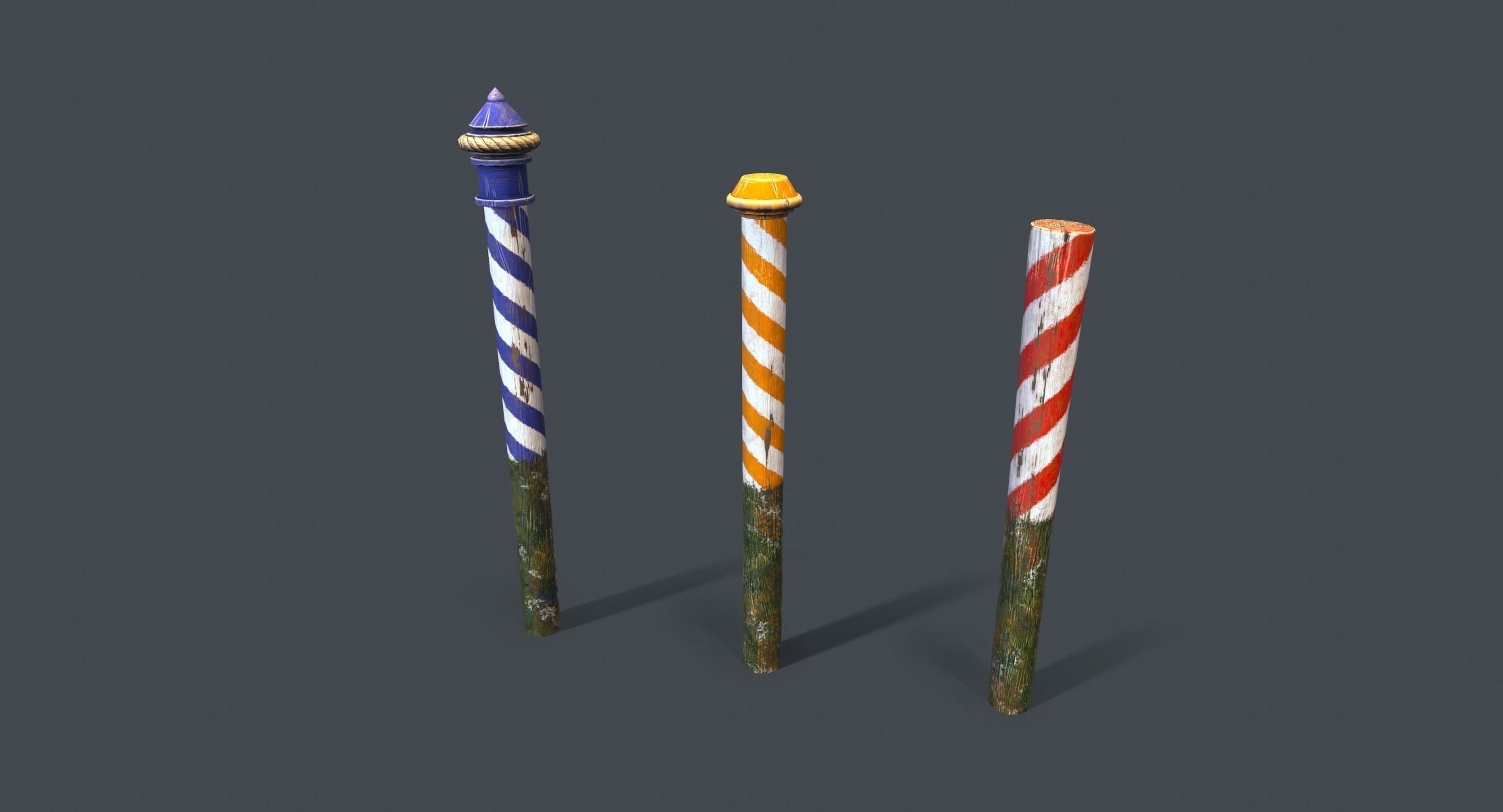 Venice Cartoon Poles Low-poly 3D model_1