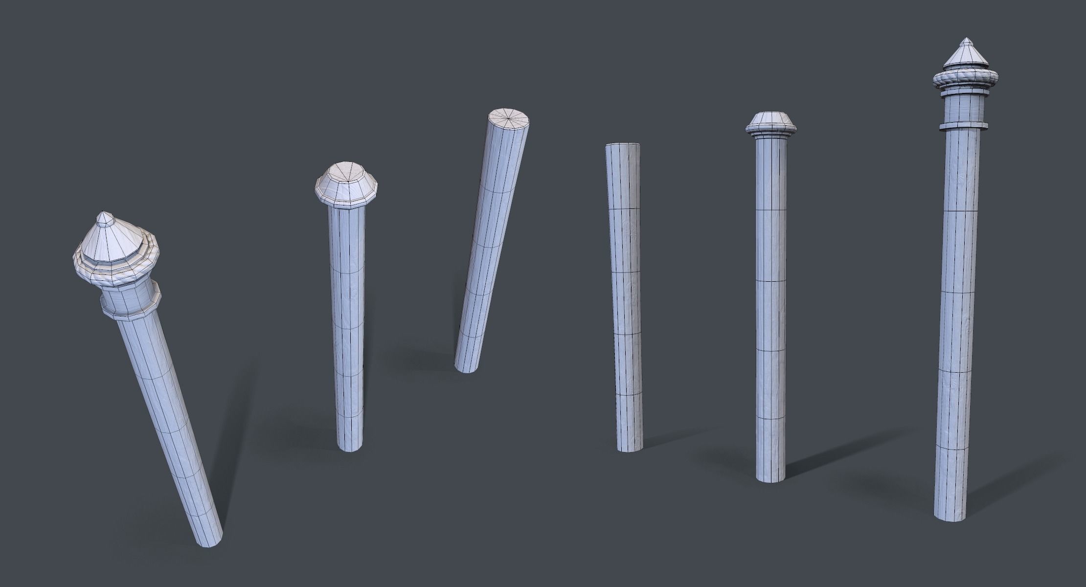 Venice Cartoon Poles Low-poly 3D model_3