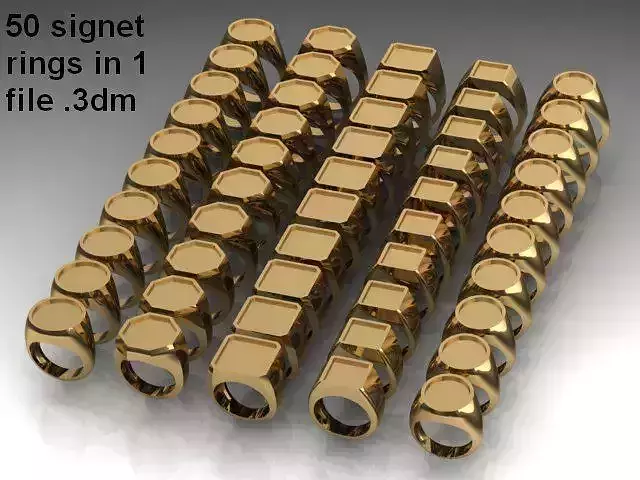 50 signet rings 3D print model