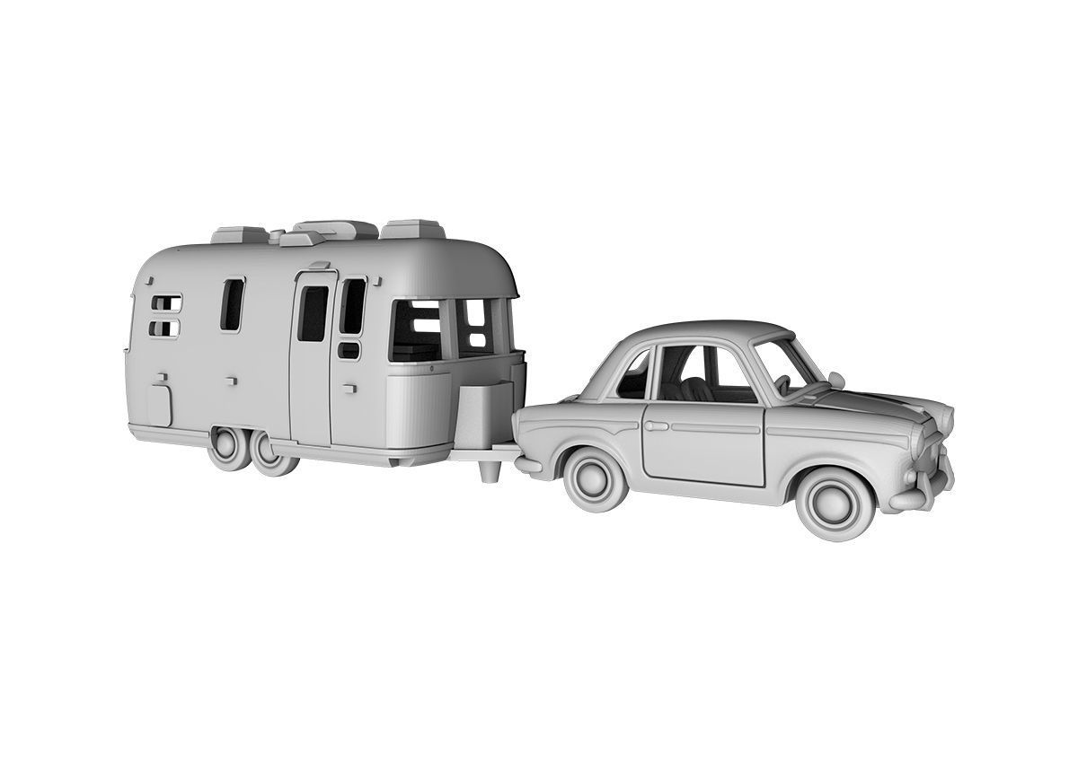 Airstream Trailer and Towing Vehicle 3D print model_1