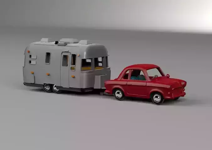 Airstream Trailer and Towing Vehicle 3D print model