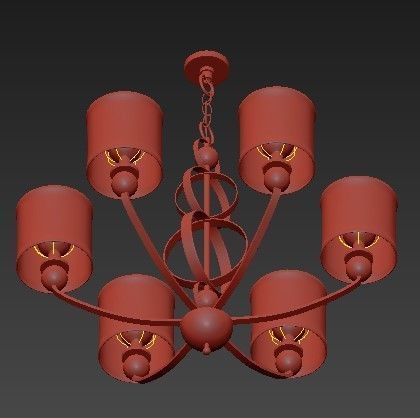 Cerchi light chandelier in chrome with shades 3D model_2