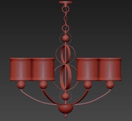 Cerchi light chandelier in chrome with shades 3D model_1