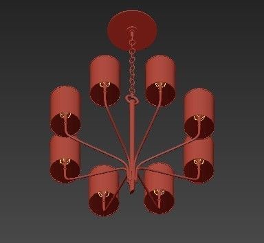 Juniper 8 lt Chandelier Gold Leaf 3D model_2