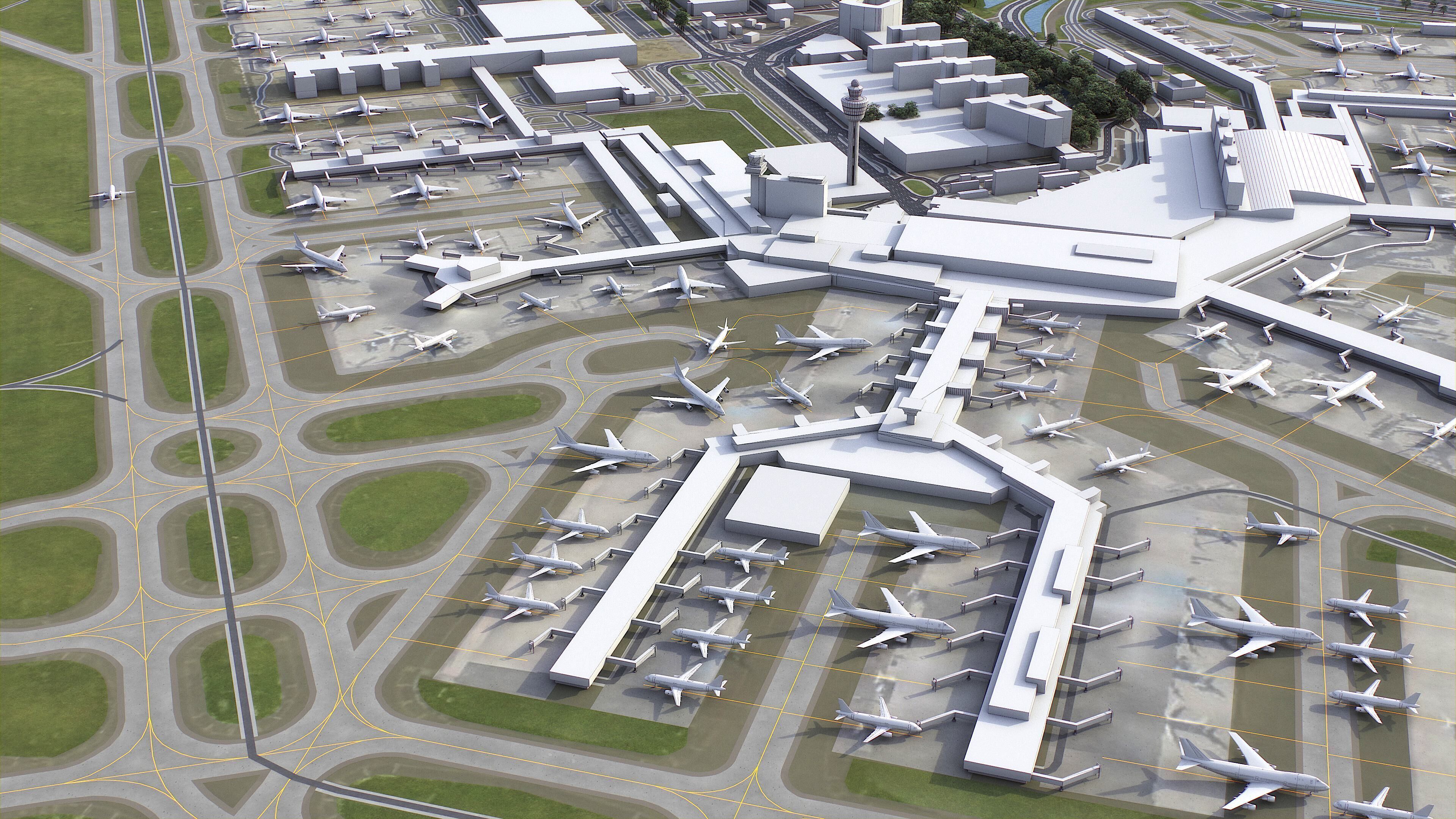 Amsterdam - Schiphol Airport - AMS Low-poly 3D model_9