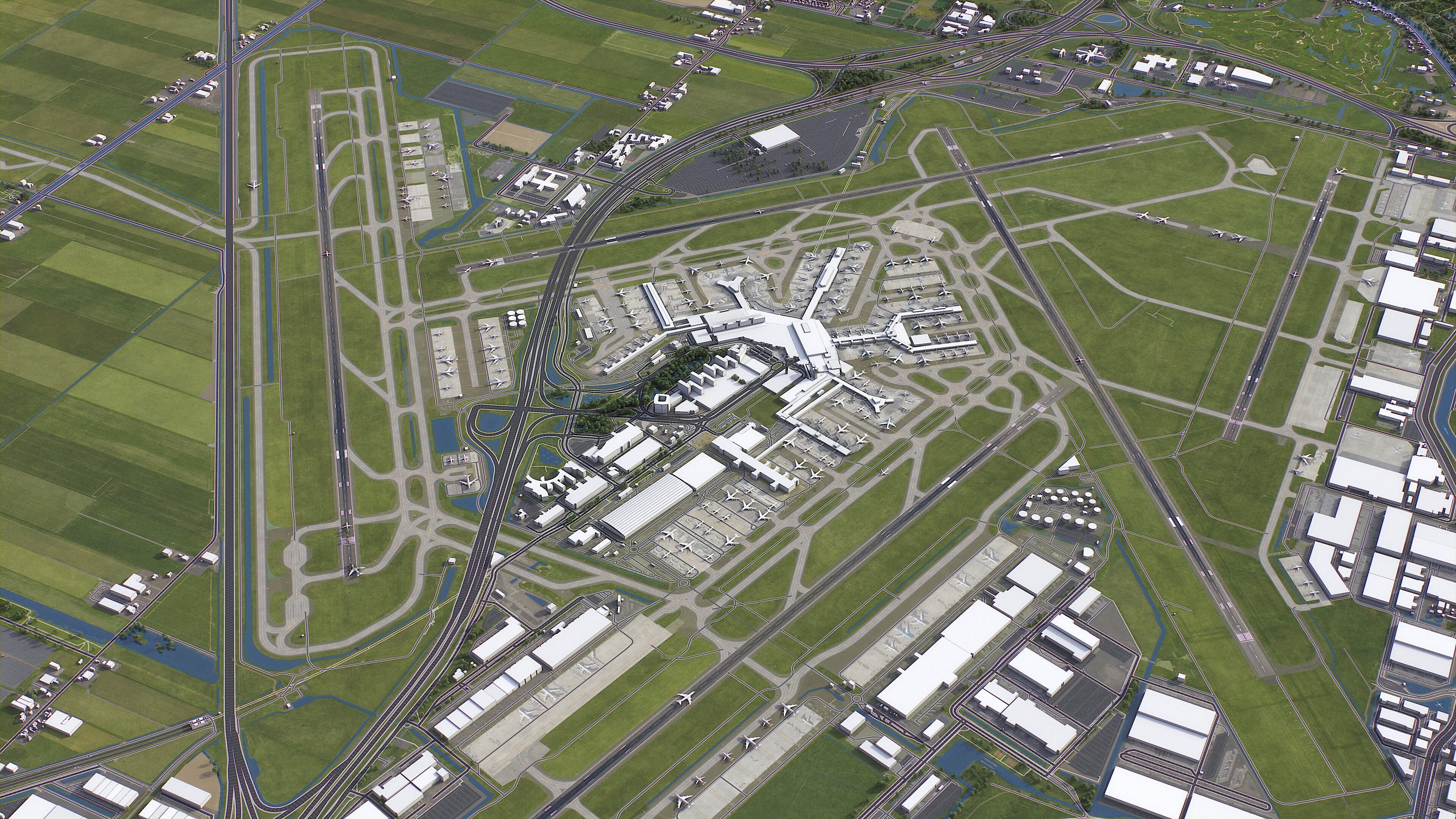 Amsterdam - Schiphol Airport - AMS Low-poly 3D model_11