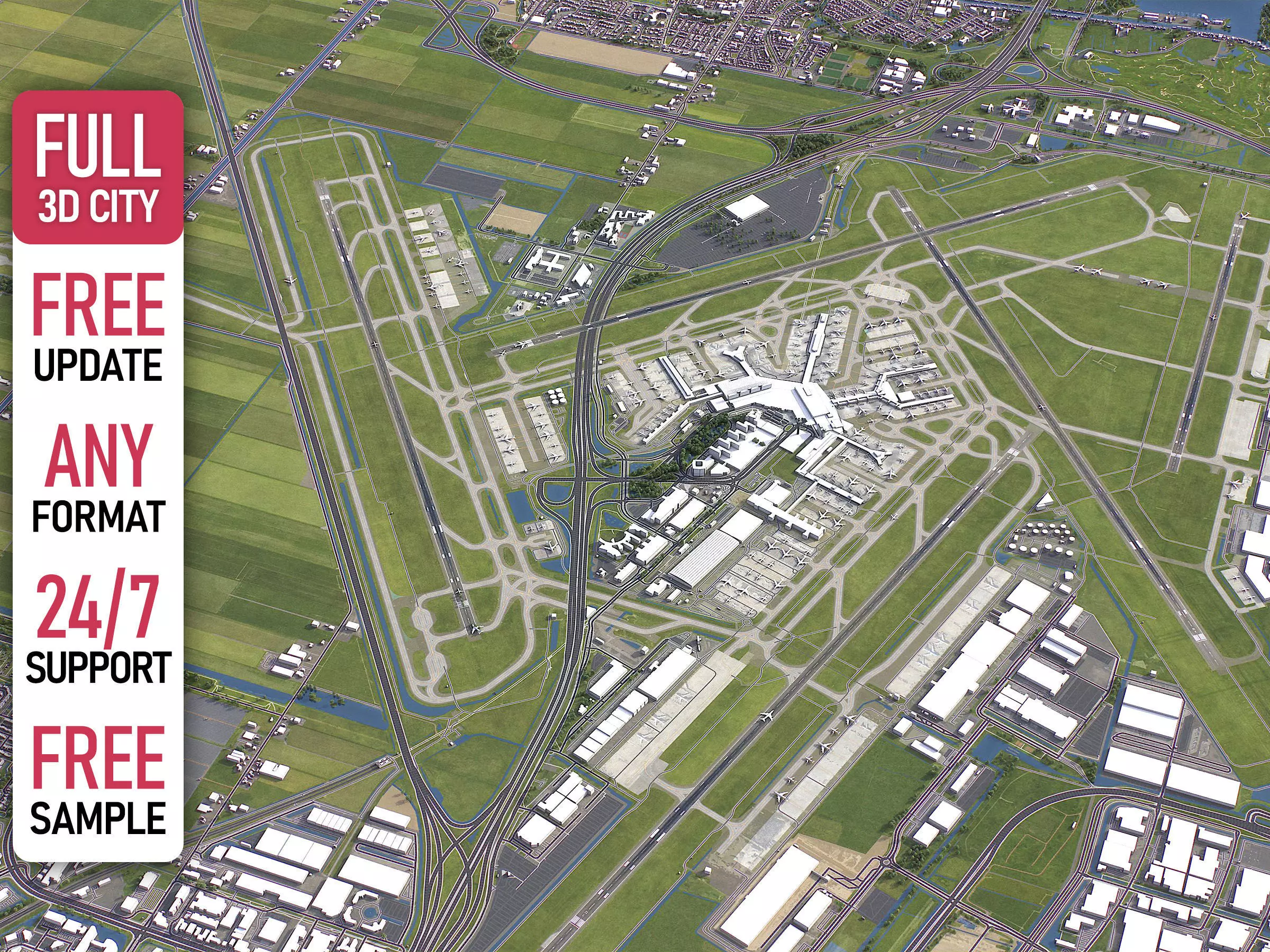 Amsterdam - Schiphol Airport - AMS Low-poly 3D model_0