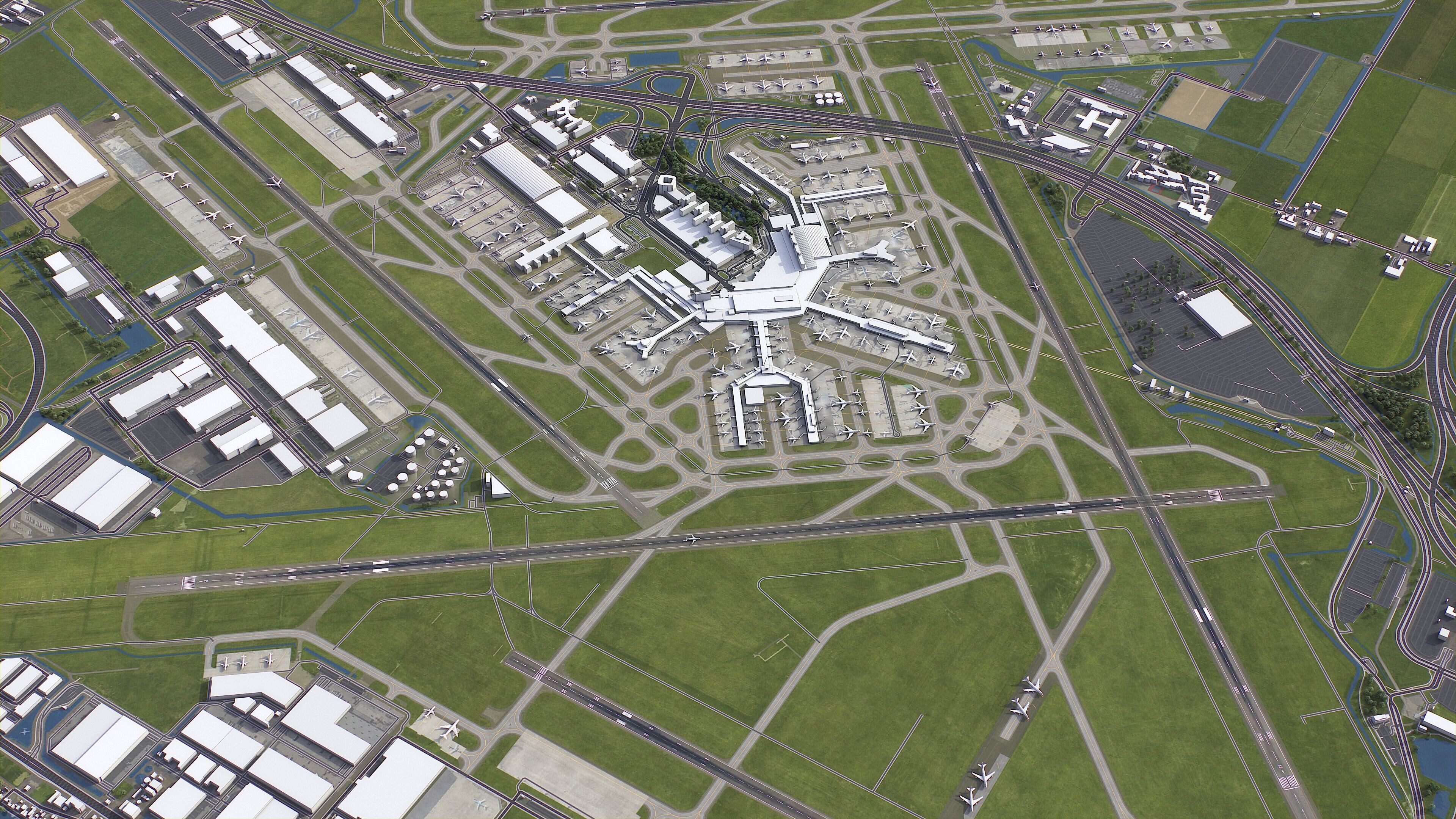 Amsterdam - Schiphol Airport - AMS Low-poly 3D model_5