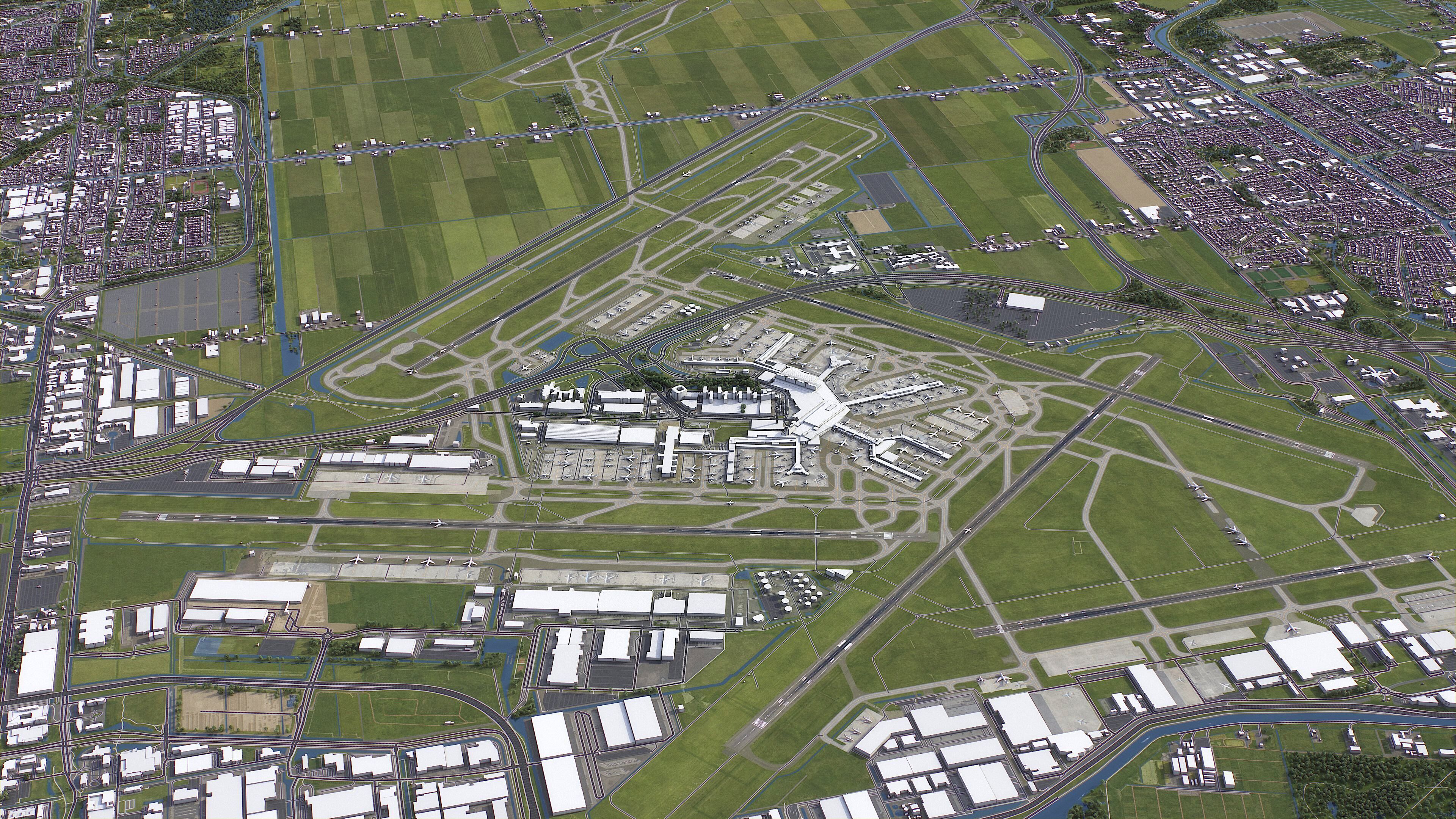 Amsterdam - Schiphol Airport - AMS Low-poly 3D model_10