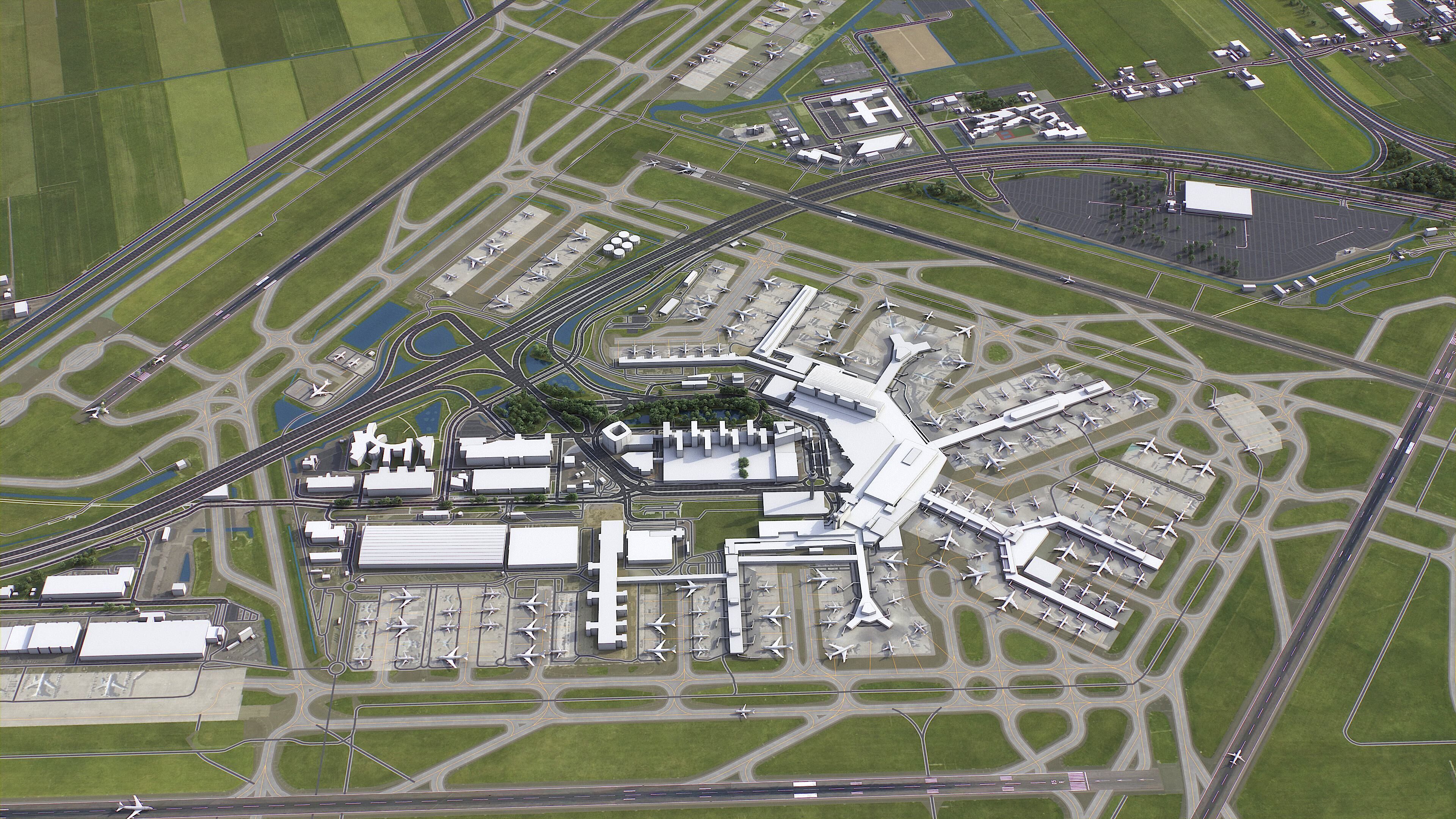 Amsterdam - Schiphol Airport - AMS Low-poly 3D model_3