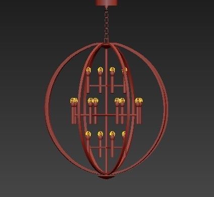 Euclid Chandelier Spanish Bronze 3D model_1