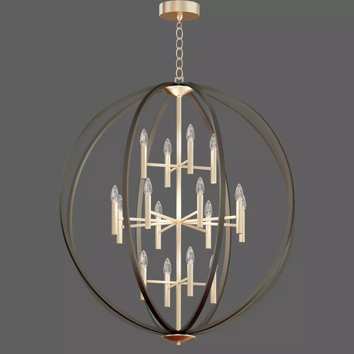 Euclid Chandelier Spanish Bronze 3D model_0