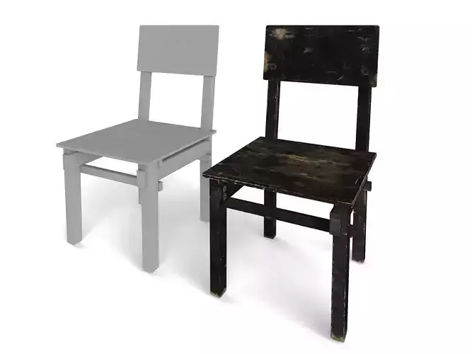 Old Chair Low-poly 3D model