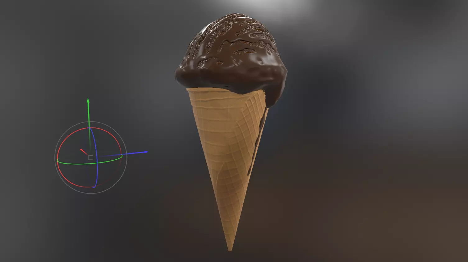 Chocolate ice cream cone - low poly model  Low-poly 3D model_0