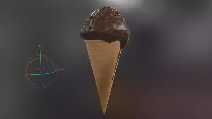 Chocolate ice cream cone - low poly model 