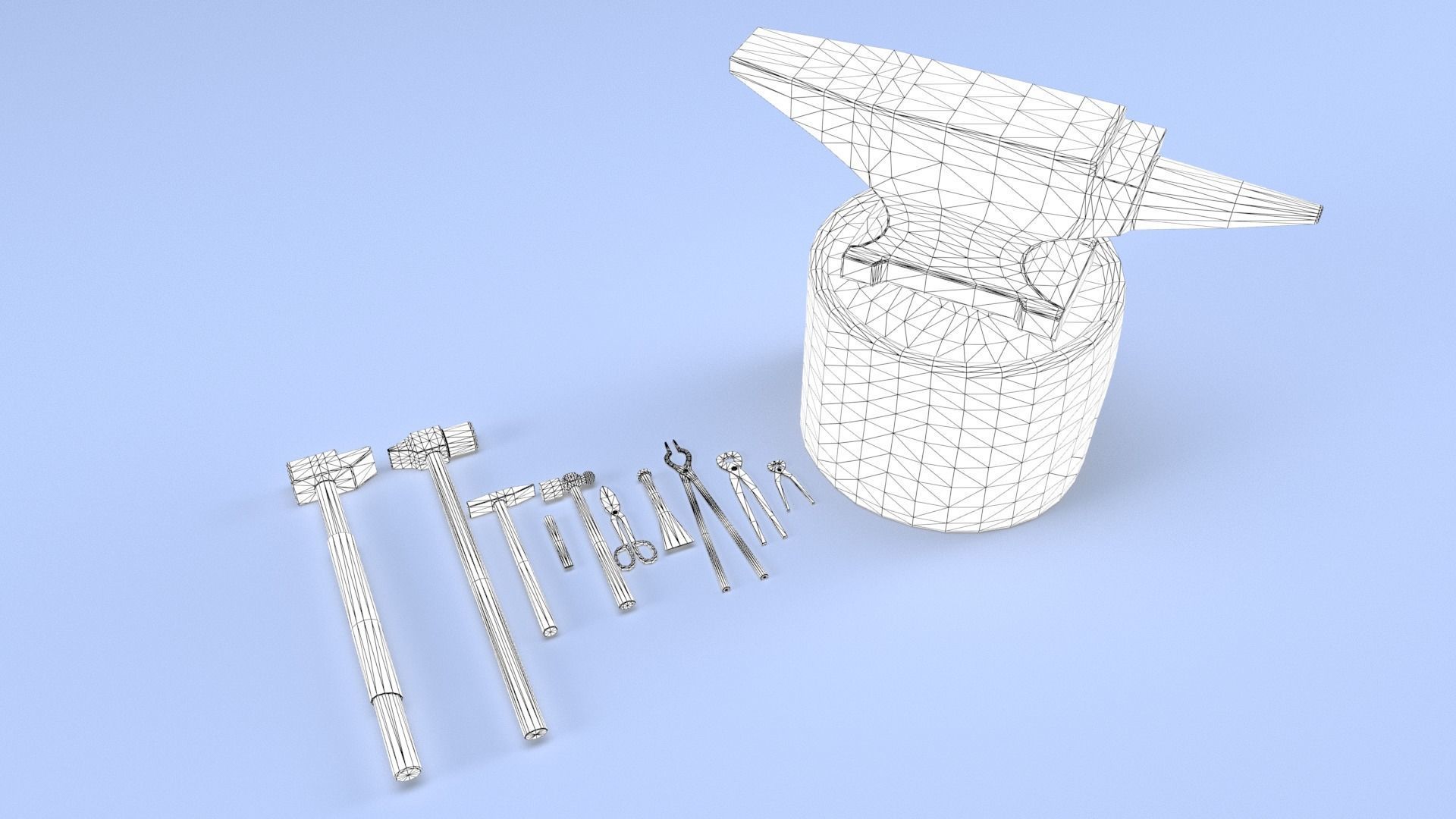 Blacksmith Tools Set Free low-poly 3D model_3