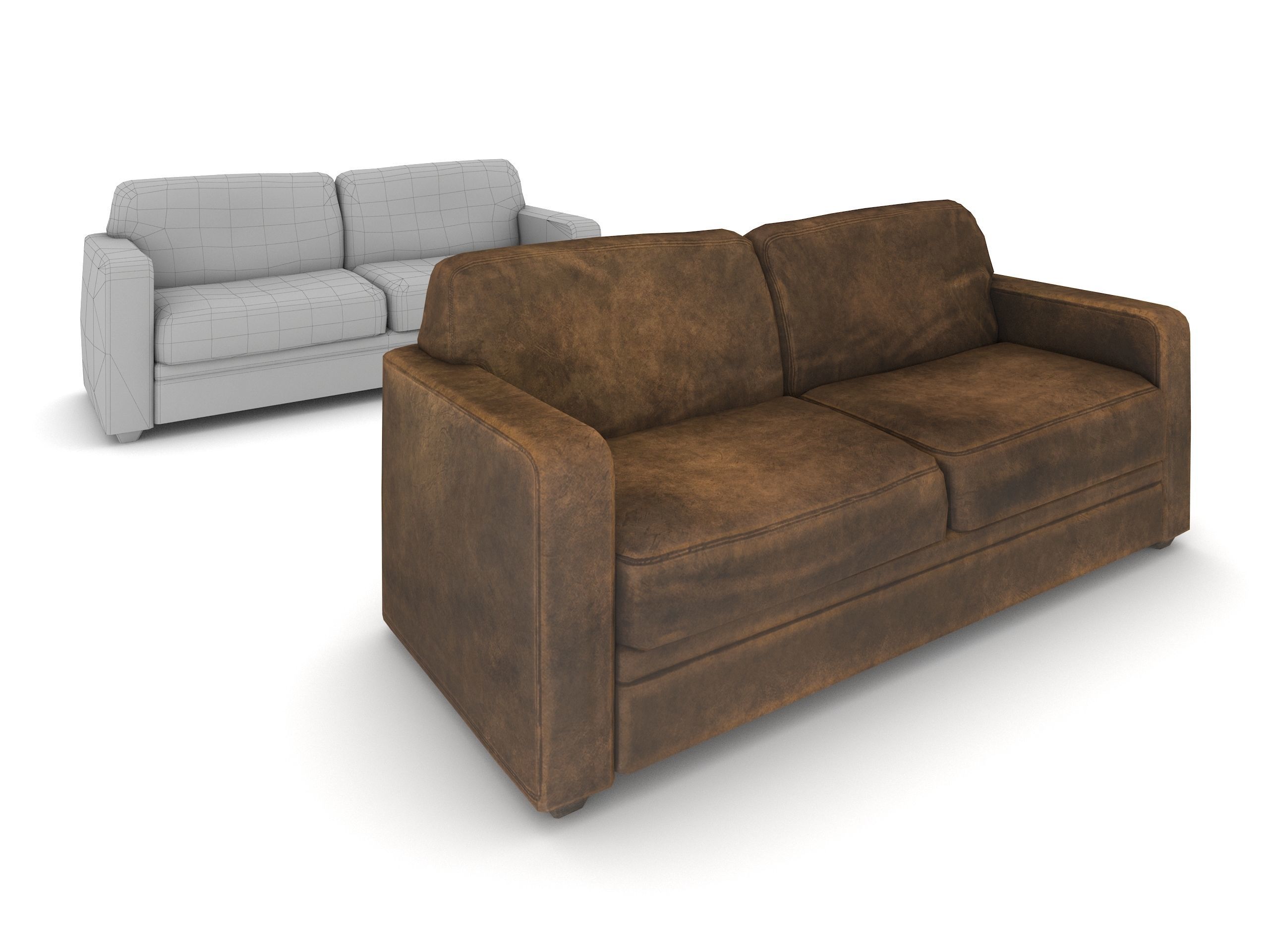 Couch Old Low-poly 3D model_5