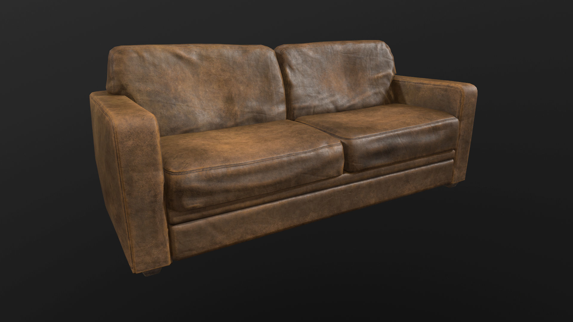 Couch Old Low-poly 3D model_2
