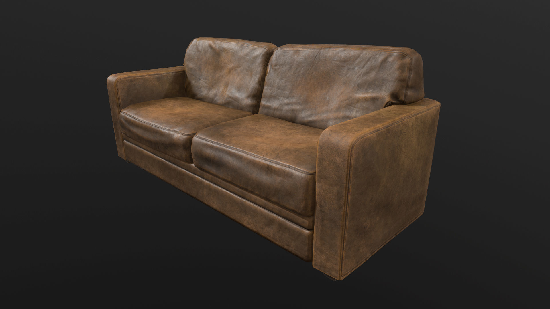 Couch Old Low-poly 3D model_3