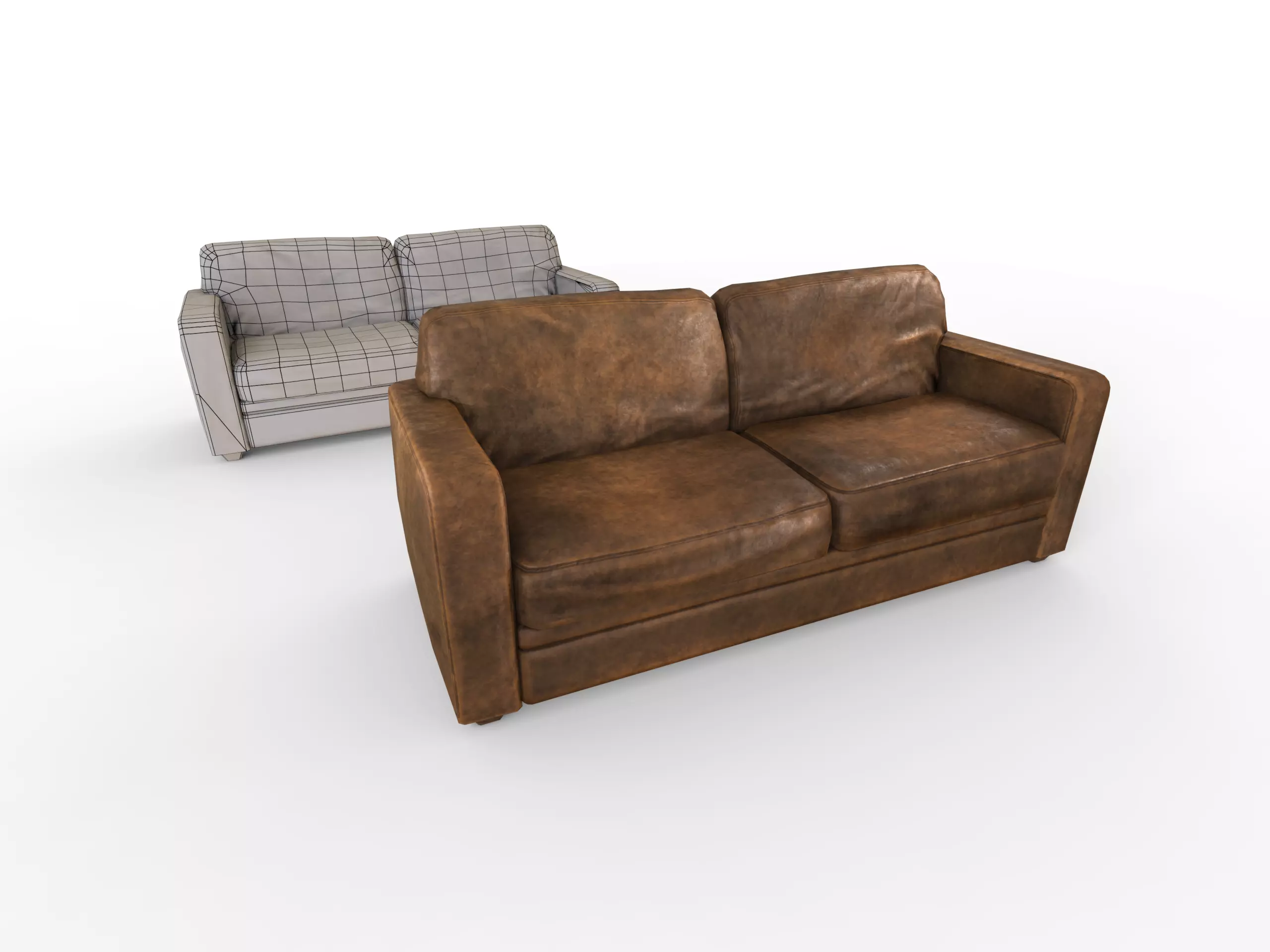 Couch Old Low-poly 3D model_0