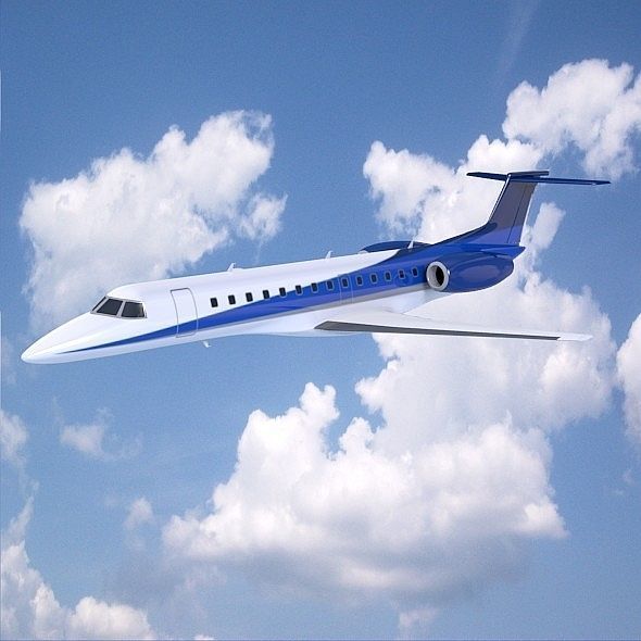 Embraer ERJ-135 business jet Low-poly 3D model_1