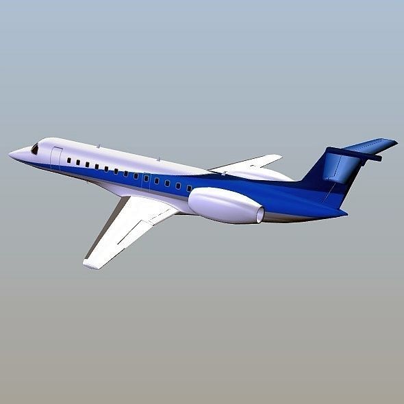 Embraer ERJ-135 business jet Low-poly 3D model_10