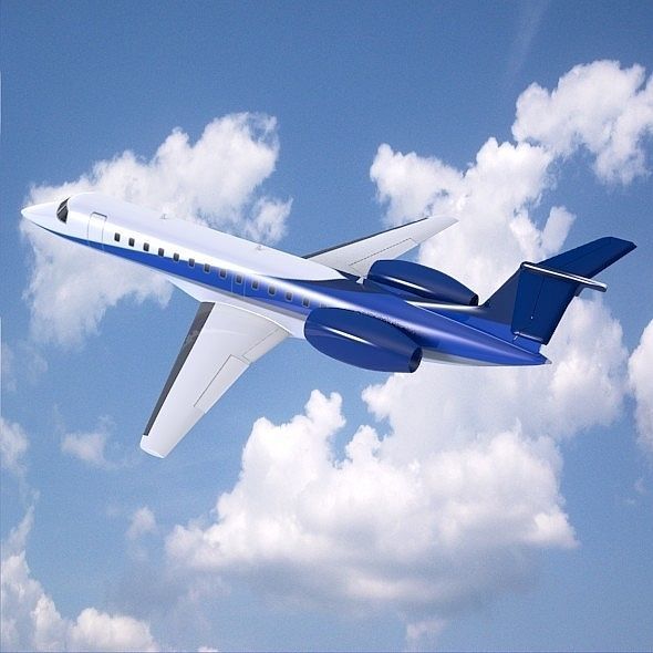 Embraer ERJ-135 business jet Low-poly 3D model_2