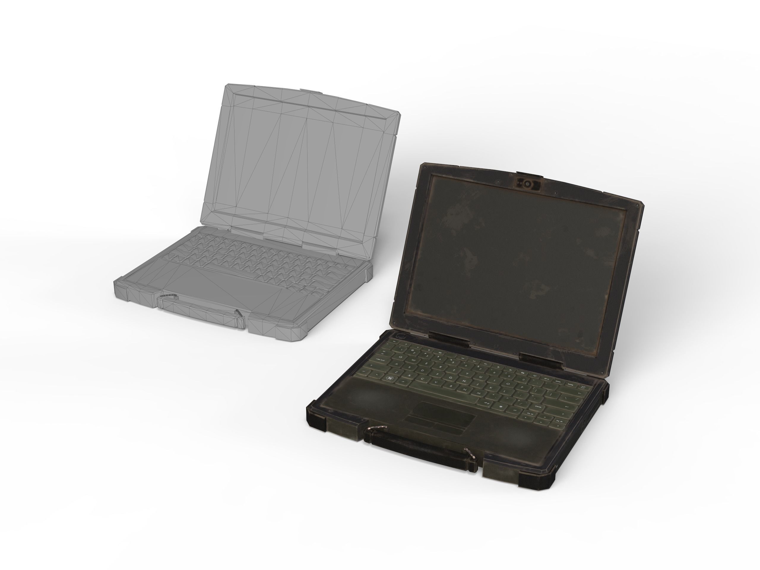 Military Laptop Computer Low-poly 3D model_2